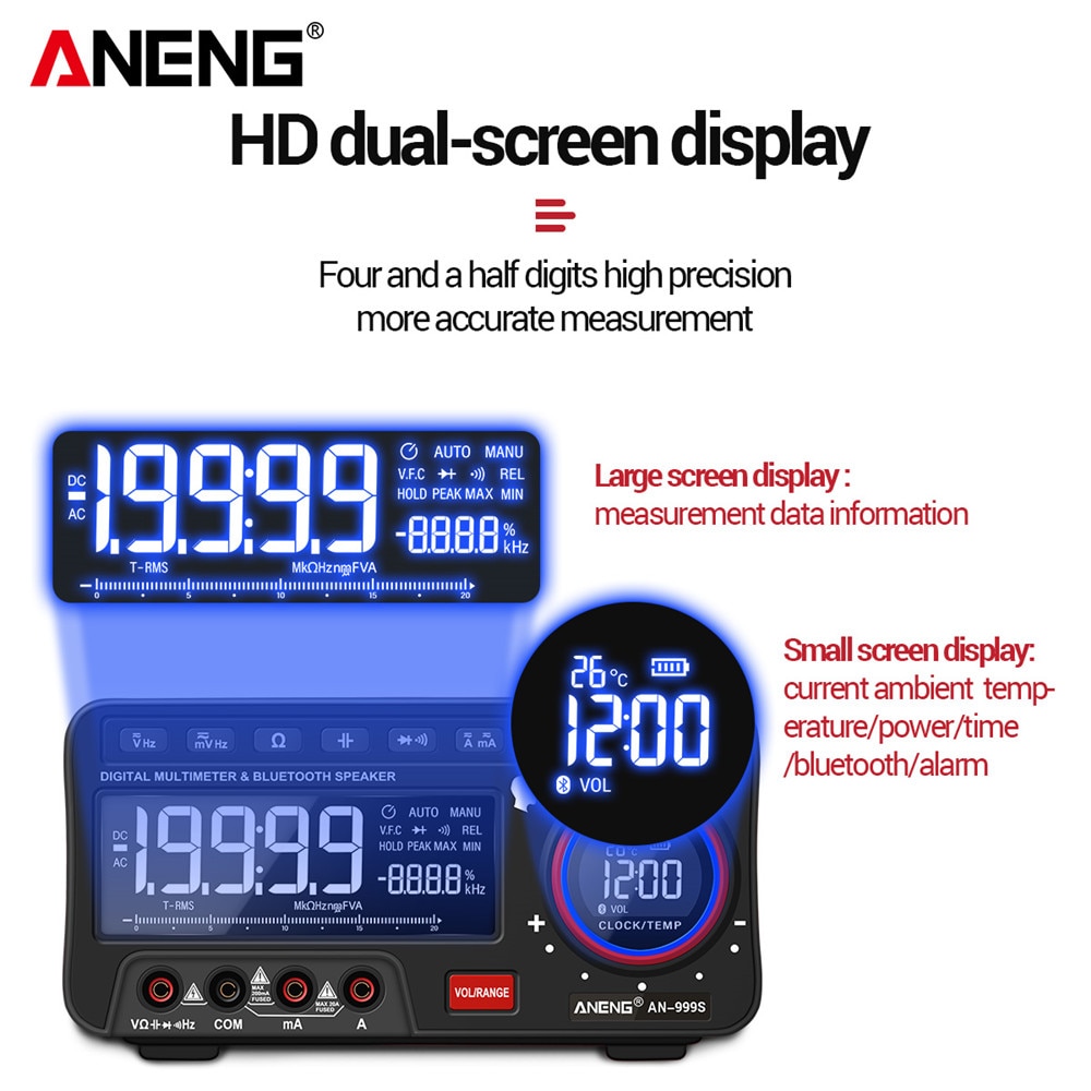 ANENG AN999S Multimètre de Table - Bluetooth - 19999 Points - Appareil de mesure numérique professionnel – Image 4