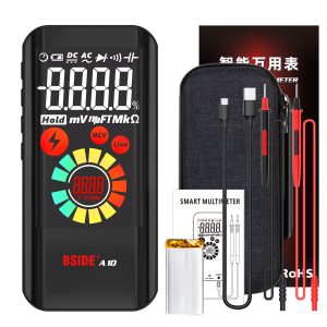 BSIDE A10 Multimètre Digital Ultra-Portable 9999 True RMS LCD Couleur DC AC Voltage Capacitance Ohm Diode NCV Hz Testeur de fil sous tension