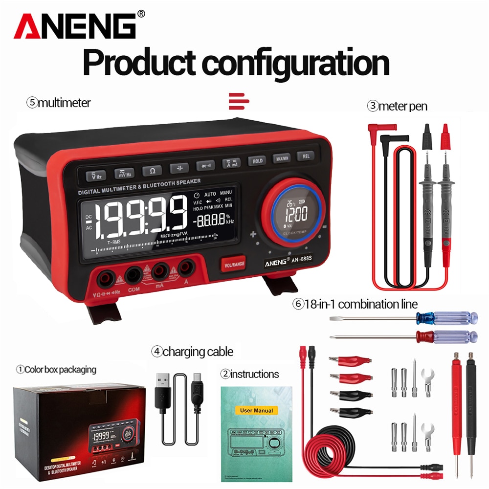 ANENG AN999S Multimètre de Table - Bluetooth - 19999 Points - Appareil de mesure numérique professionnel – Image 13
