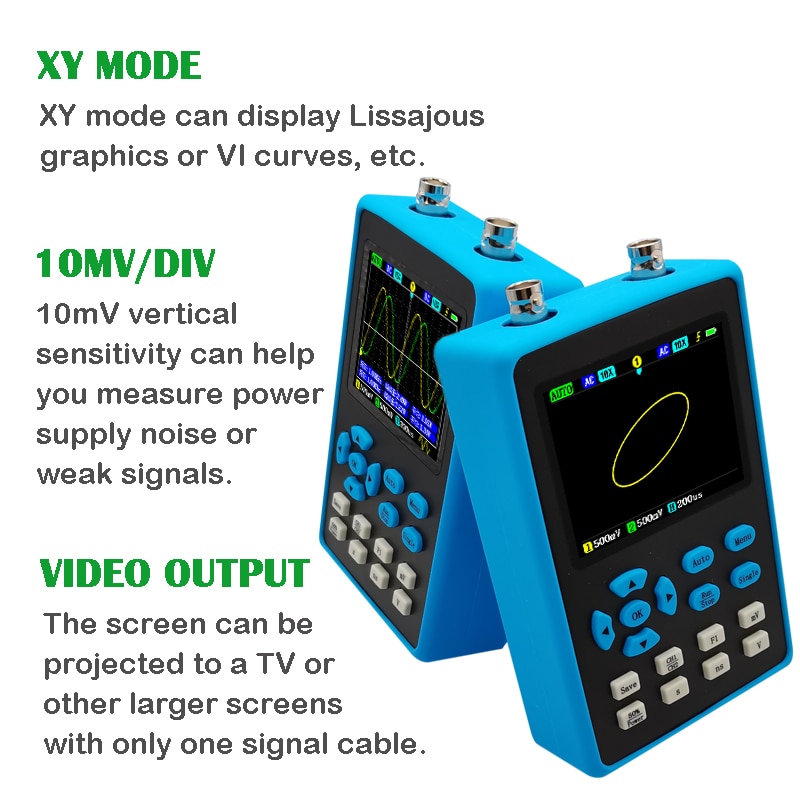 Oscilloscope numérique portatif DSO2512G, 2.8 pouces, bande passante de 120M, générateur de Signal à double canal XYmode – Image 5