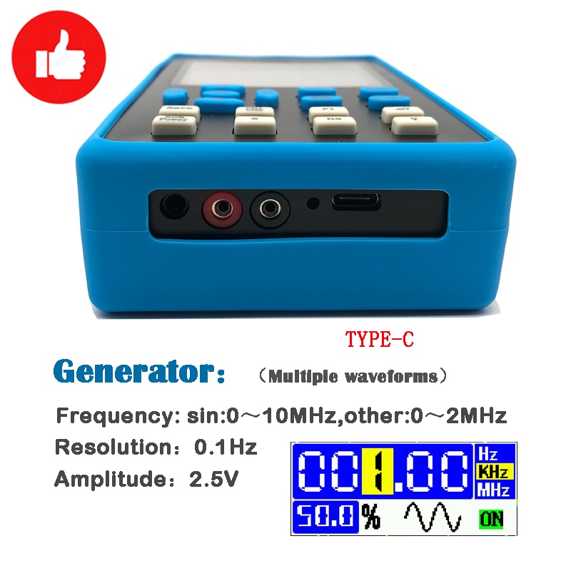 Oscilloscope numérique portatif DSO2512G, 2.8 pouces, bande passante de 120M, générateur de Signal à double canal XYmode – Image 4