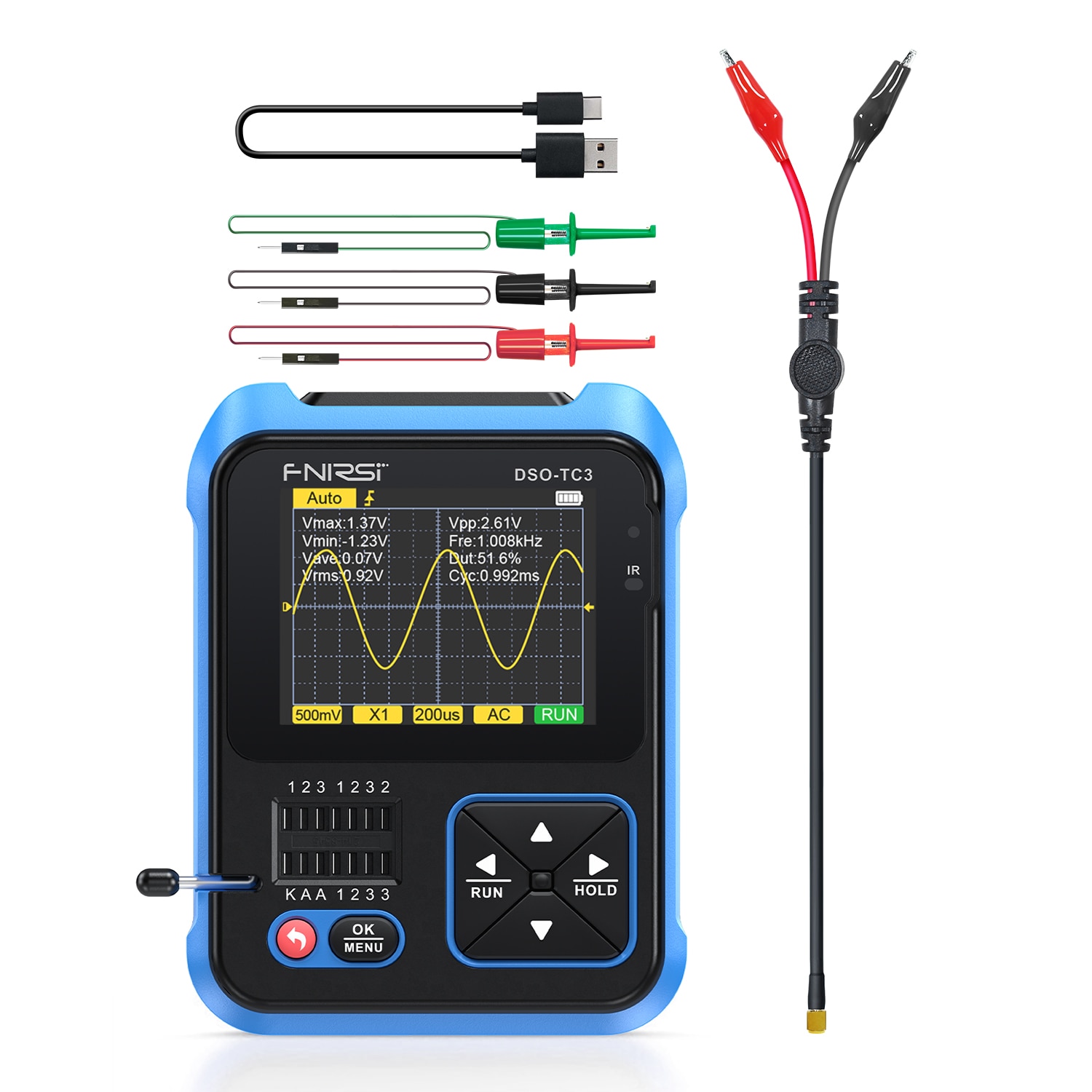 FNIRSI DSO-TC3 testeur d'oscilloscope numérique, Transistor, fonction générateur de Signal 3 en 1, testeur de composants électroniques – Image 7