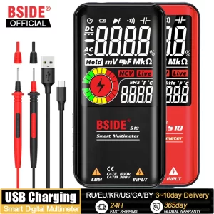 BSIDE Multimètre numérique S11 Testeur d'électricien intelligent Charge USB T-RMS DC AC Tension Ohm Hz NCV Professionnel MultiPolaroid