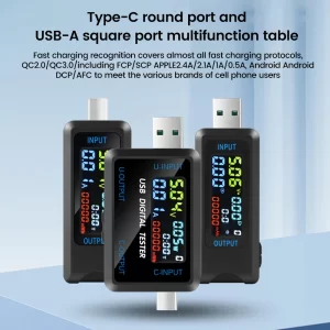 Testeur de tension de courant USB Type-C avec affichage numérique, chargeur Polaroid DC 4.5-36V 0-8A, ampèremètre, 10 en 1