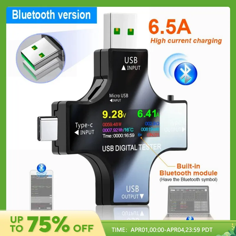 Testeur USB de type C, voltmètre numérique DC, ampèremètre, compteur de courant de tension, détecteur d'ampèremètre, chargeur de banque d'alimentation, indicateur