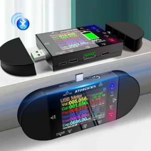 Alternative view of ATORCH UD24 Voltmètre testeur USB type-c 2.4 pouces DC5.5, ampèremètre numérique, banque d'énergie, détecteur de tension, déclencheur PD